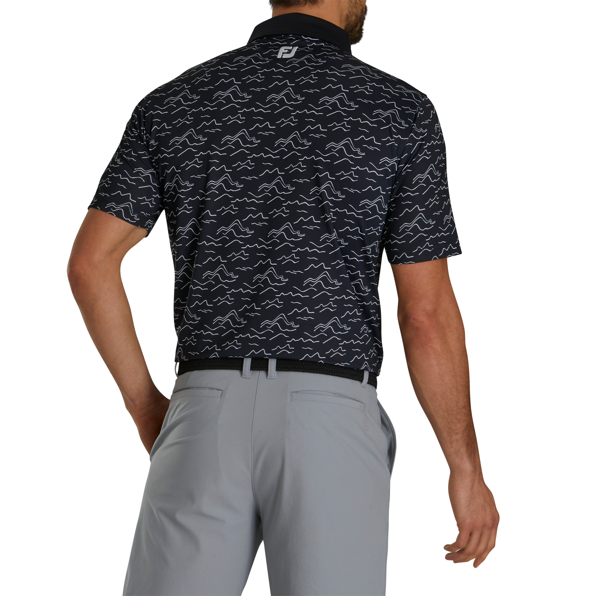 Wave Print Lisle Self Collar-Previous Season Style