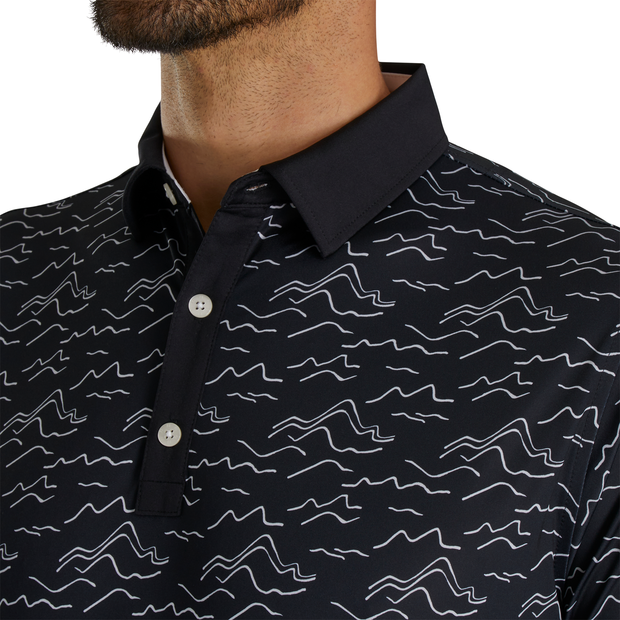 Wave Print Lisle Self Collar-Previous Season Style