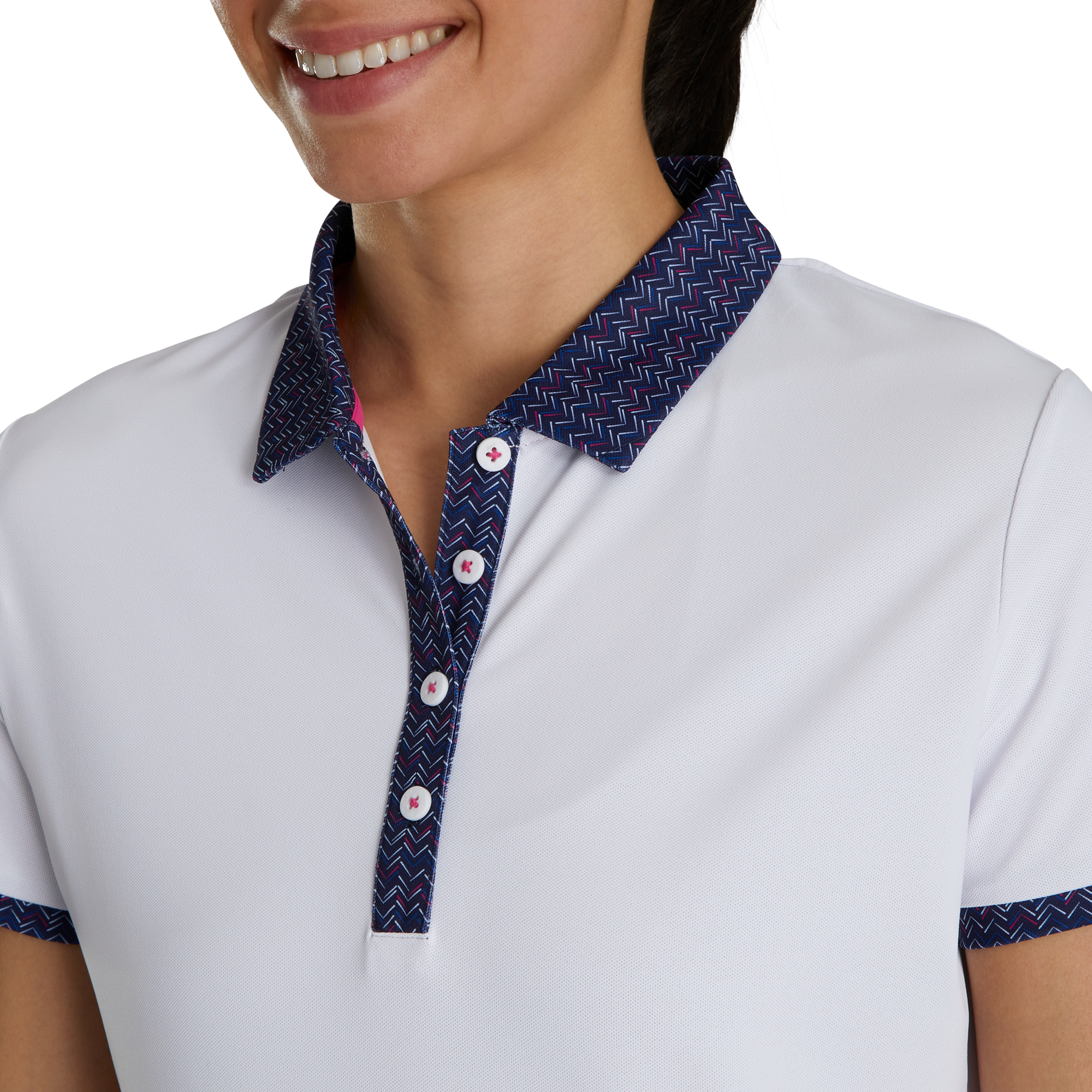 Short Sleeve Print Trim Shirt Women-Previous Season Style