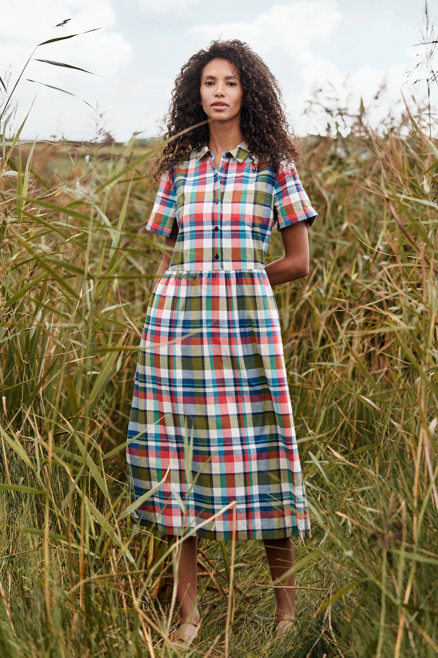 Fleet Checked Midi Dress