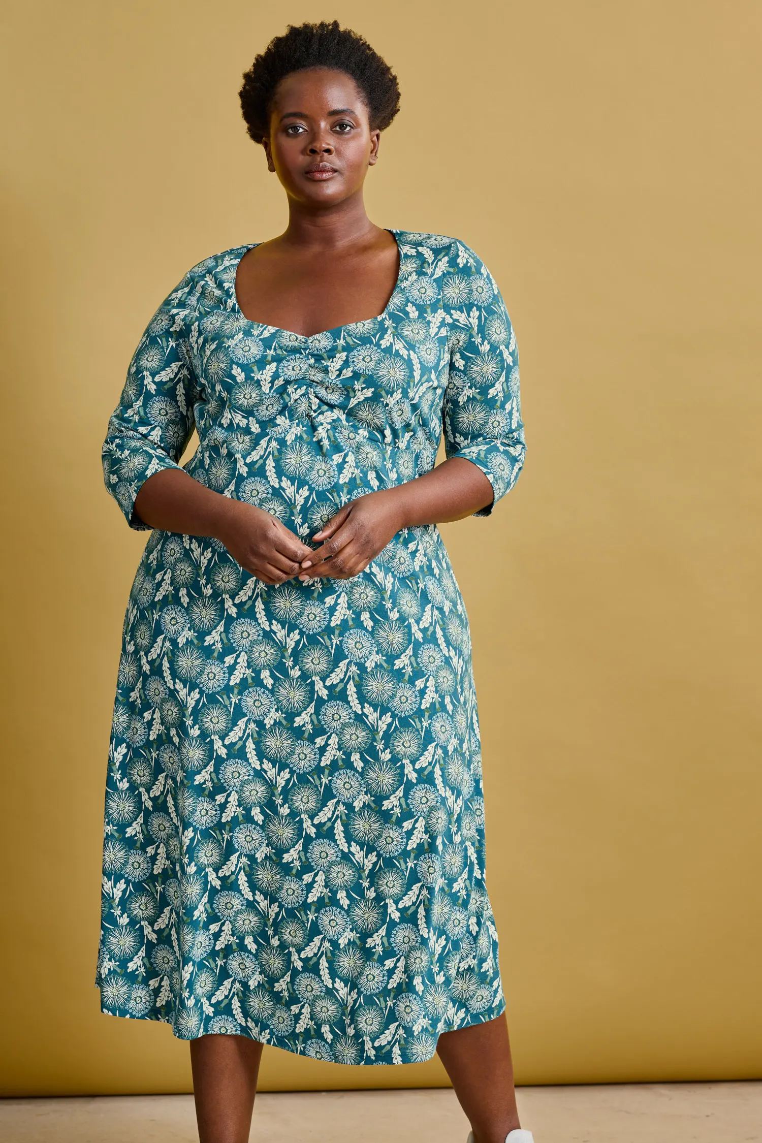 Secret Cove 3/4 Sleeve Midi Dress