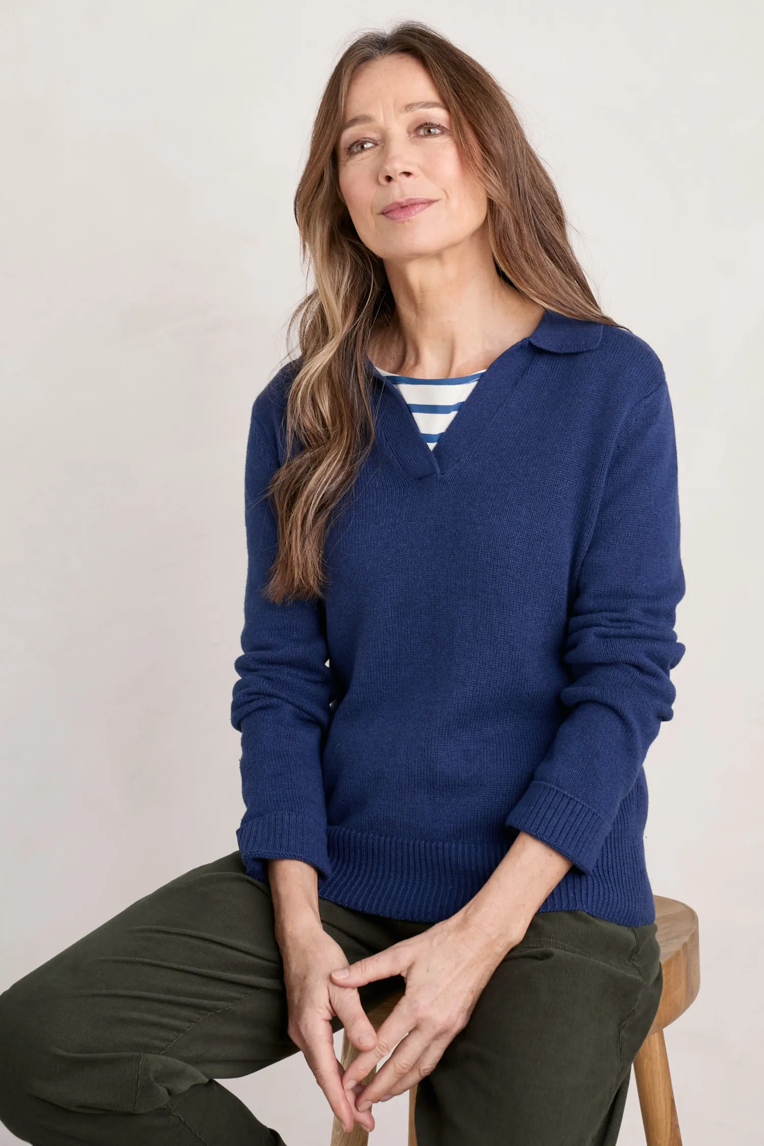 Barbizan Long Sleeve Collared Jumper