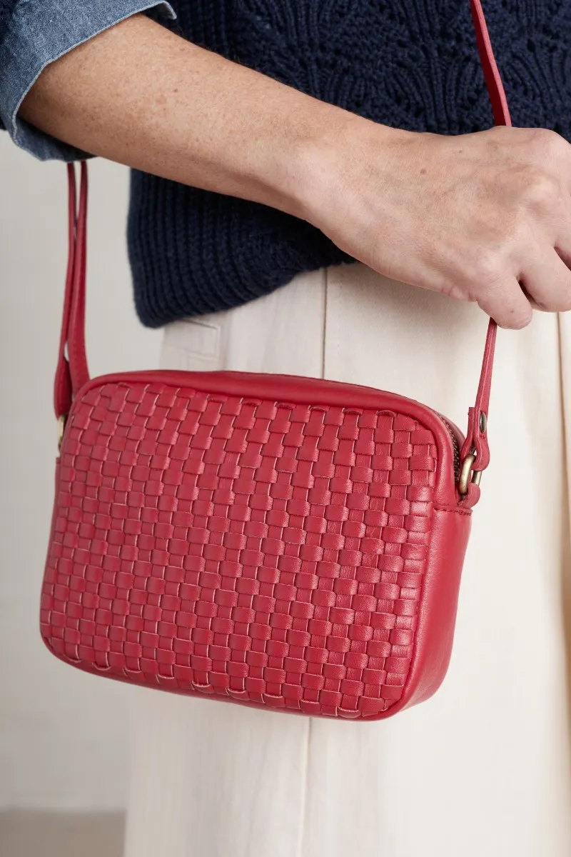 Woven Sea Fan Leather Cross-Body Bag