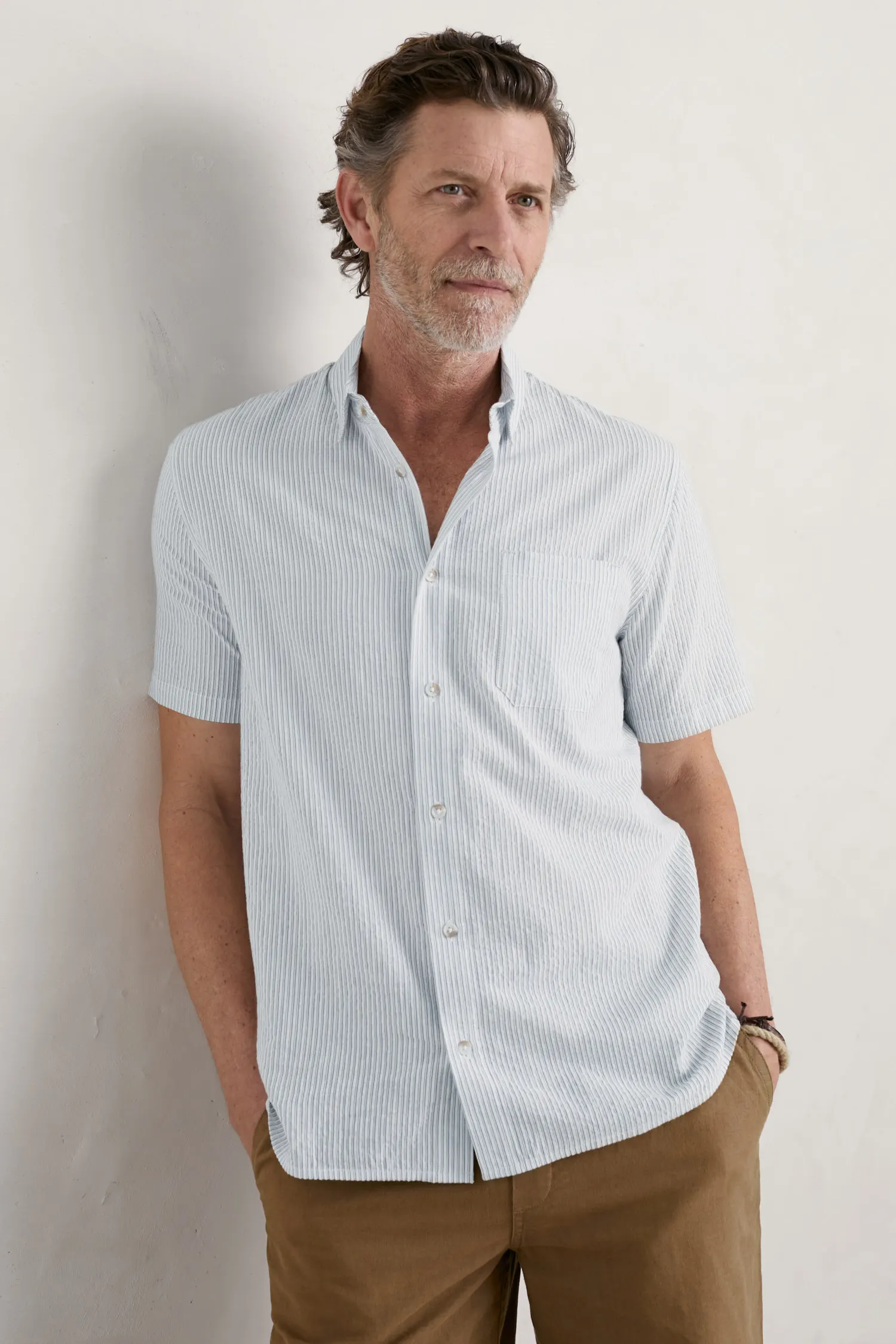 Men's Blue Heron Seersucker Short Sleeve Shirt