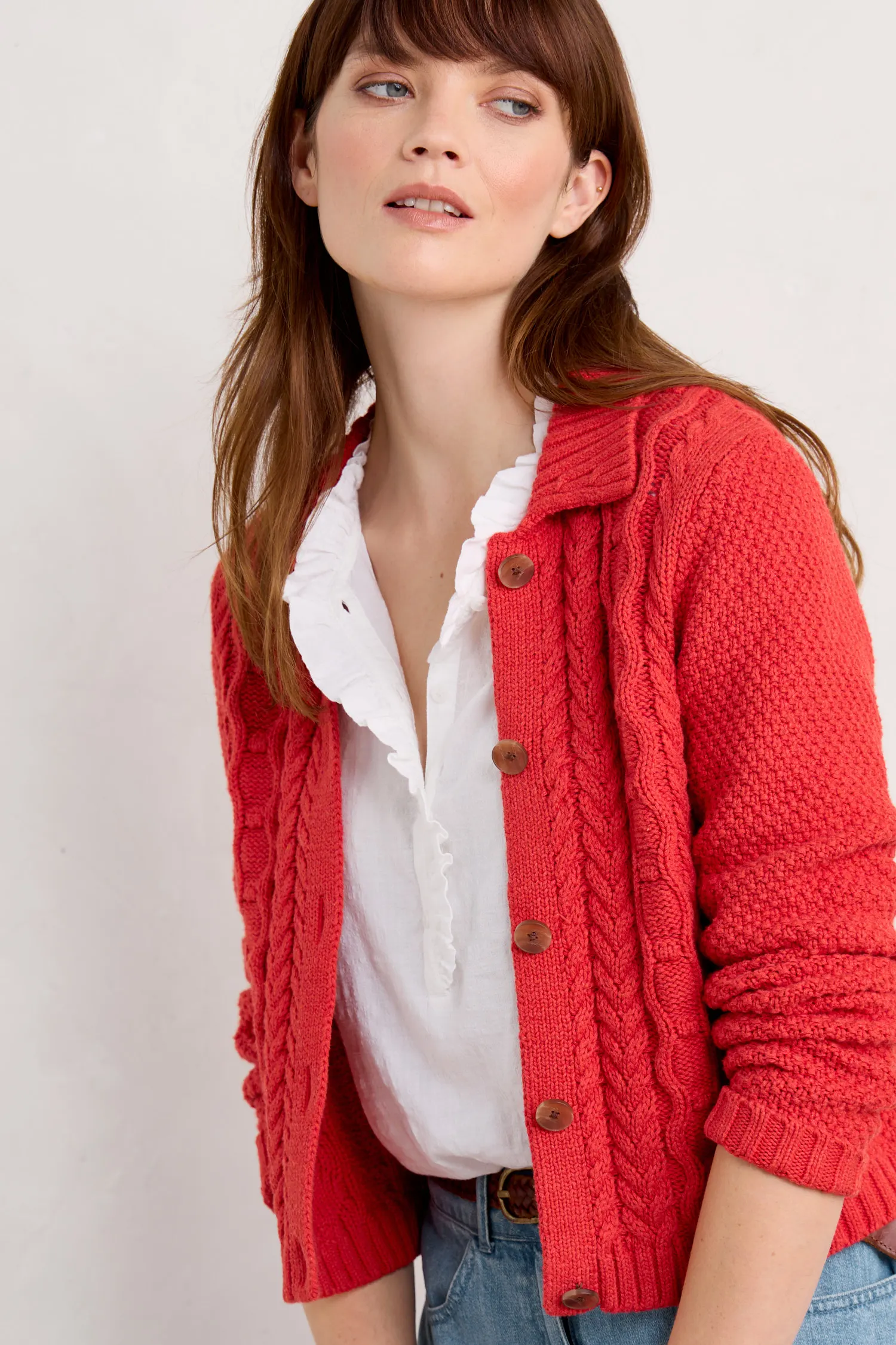 Forest Ridge Cable Knit Collared Cardigan