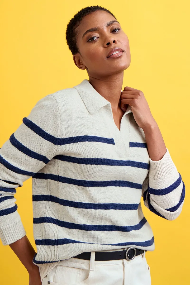 Barbizan Long Sleeve Collared Jumper