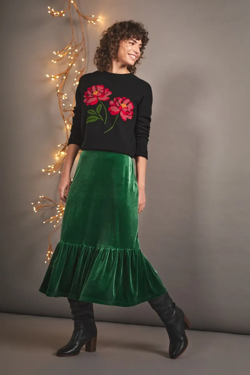 Wildflower Tiered Velvet Maxi Skirt
