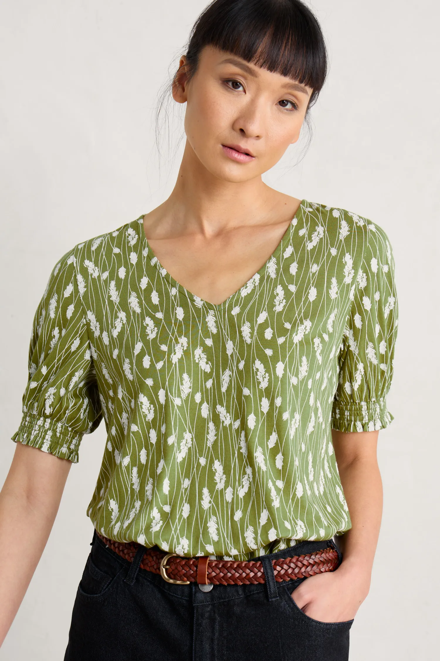 Rosehip V-Neck Jersey Top