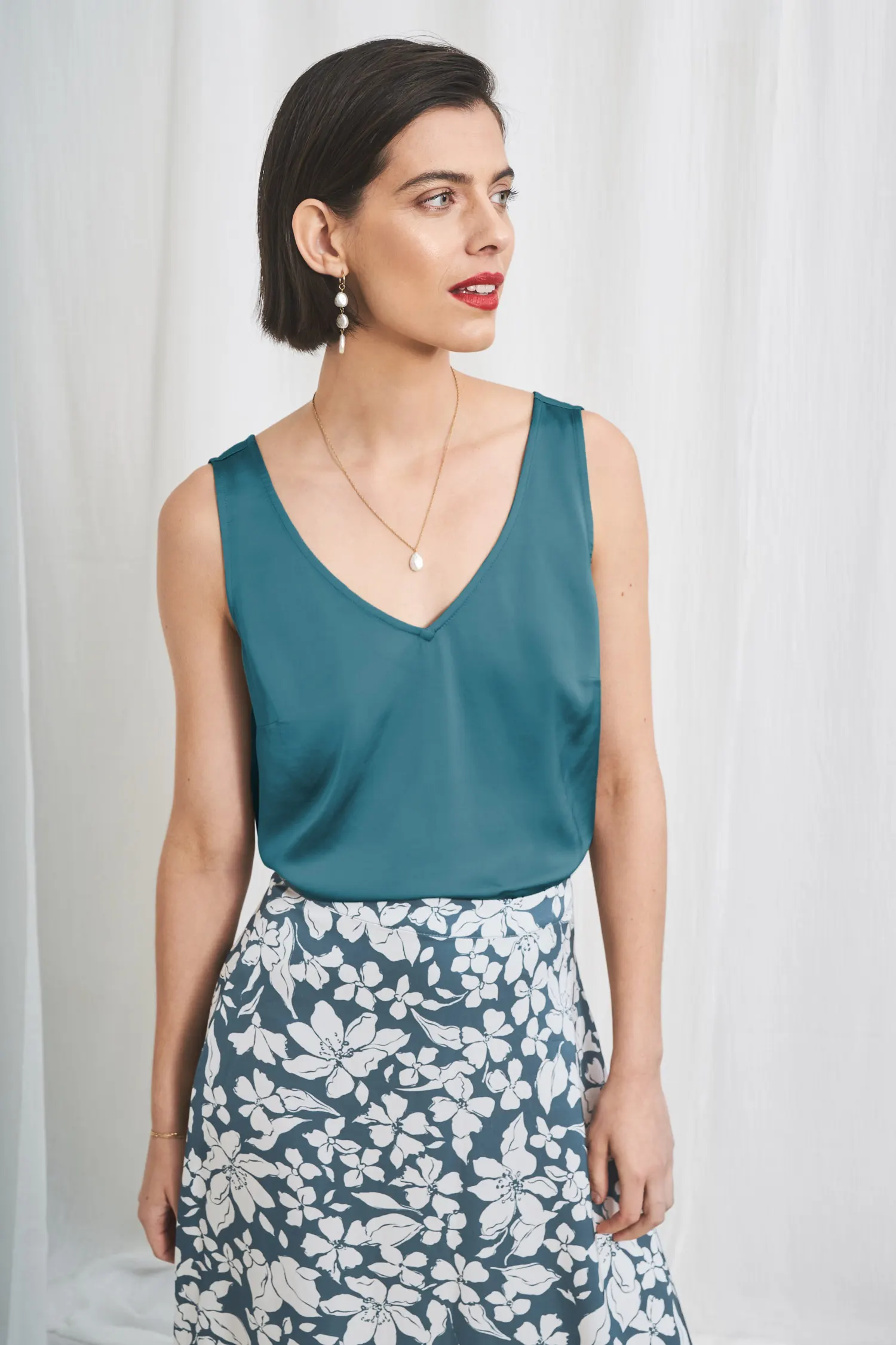 Wilder V-Neck Satin Vest