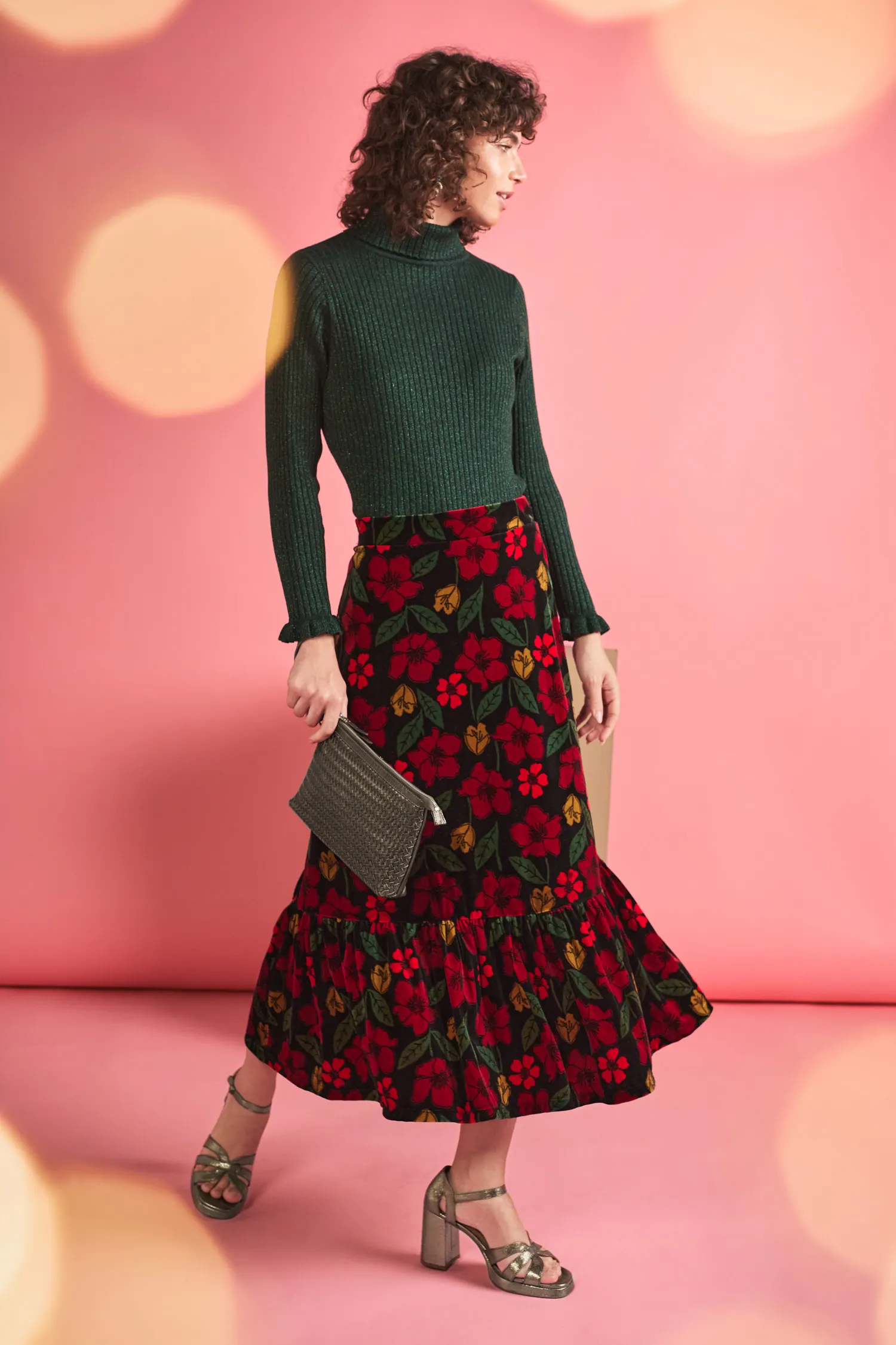 Wildflower Tiered Velvet Maxi Skirt
