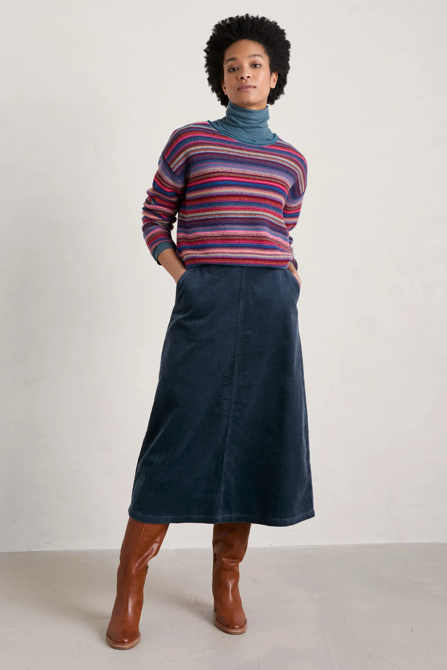 Window Wren Cord Midi Skirt