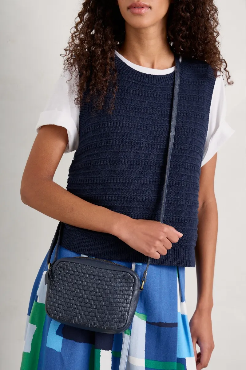 Woven Sea Fan Leather Cross-Body Bag