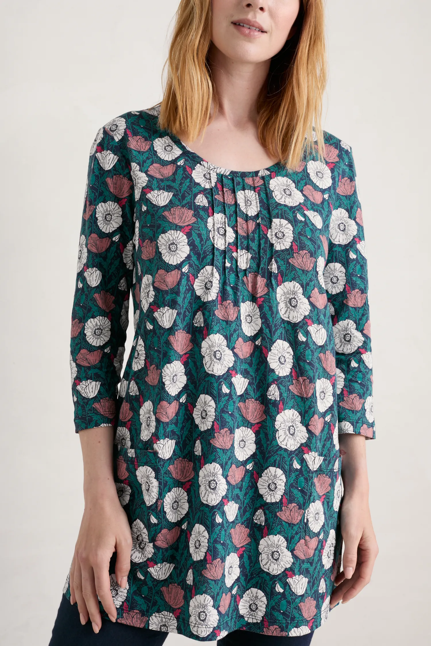 Busy Lizzy 3/4 Sleeve Slub Jersey Tunic