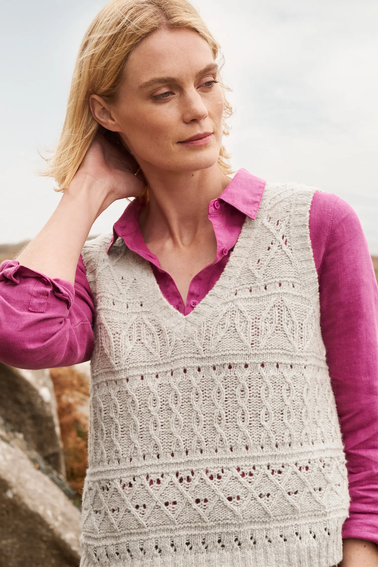 Feock Merino Blend V-Neck Knitted Vest