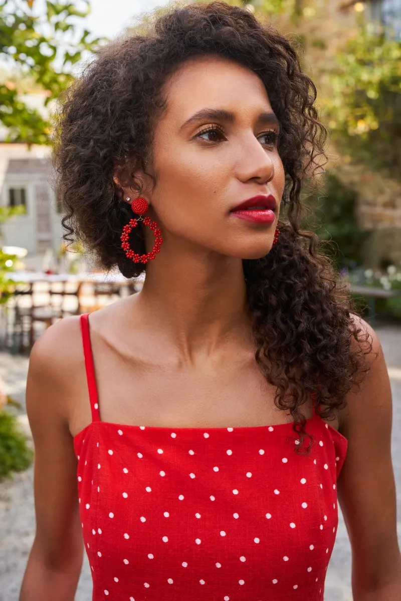 Redpoll Beaded Circle Earrings