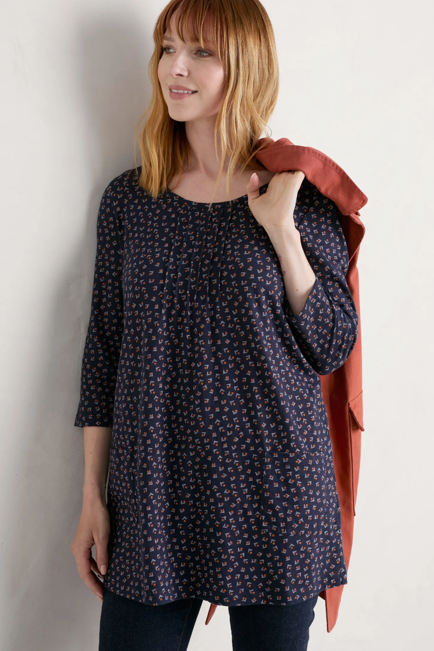 Busy Lizzy 3/4 Sleeve Slub Jersey Tunic