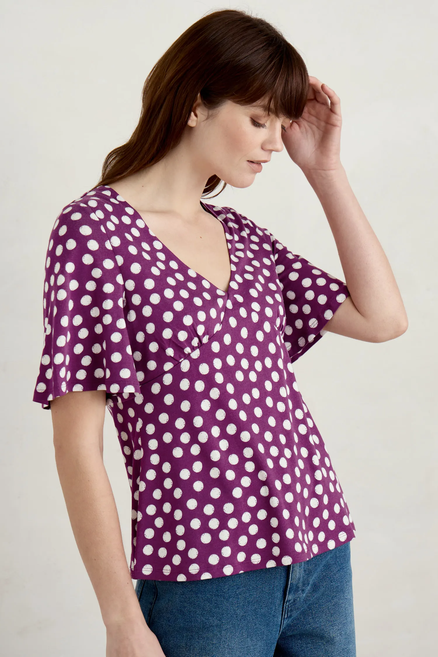 Herb Garden Angel Sleeve V-Neck Top