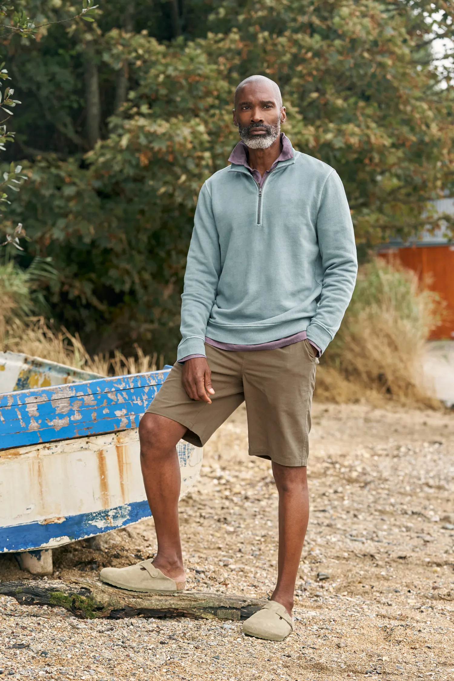 Men's Wood Moss Quarter Zip Sweatshirt