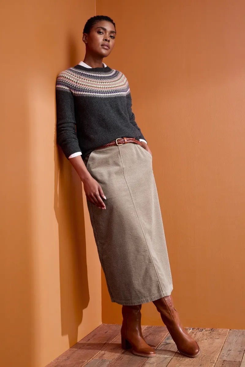 Window Wren Cord Midi Skirt