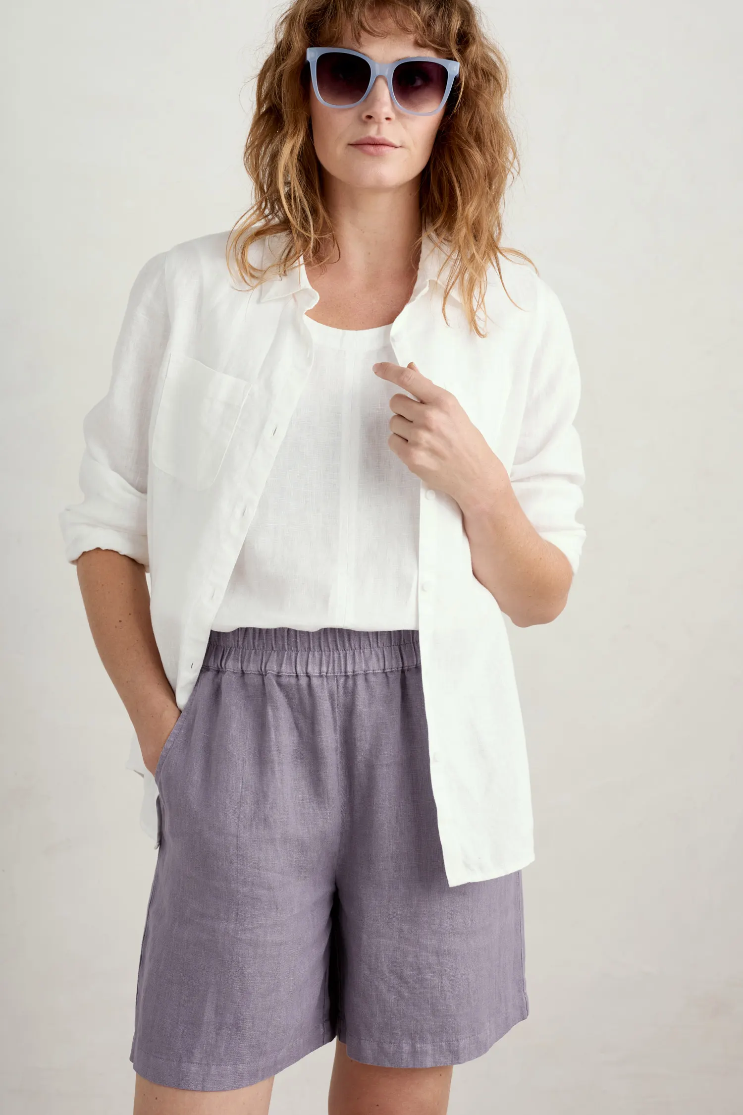 Aviso Wide Leg Linen Shorts
