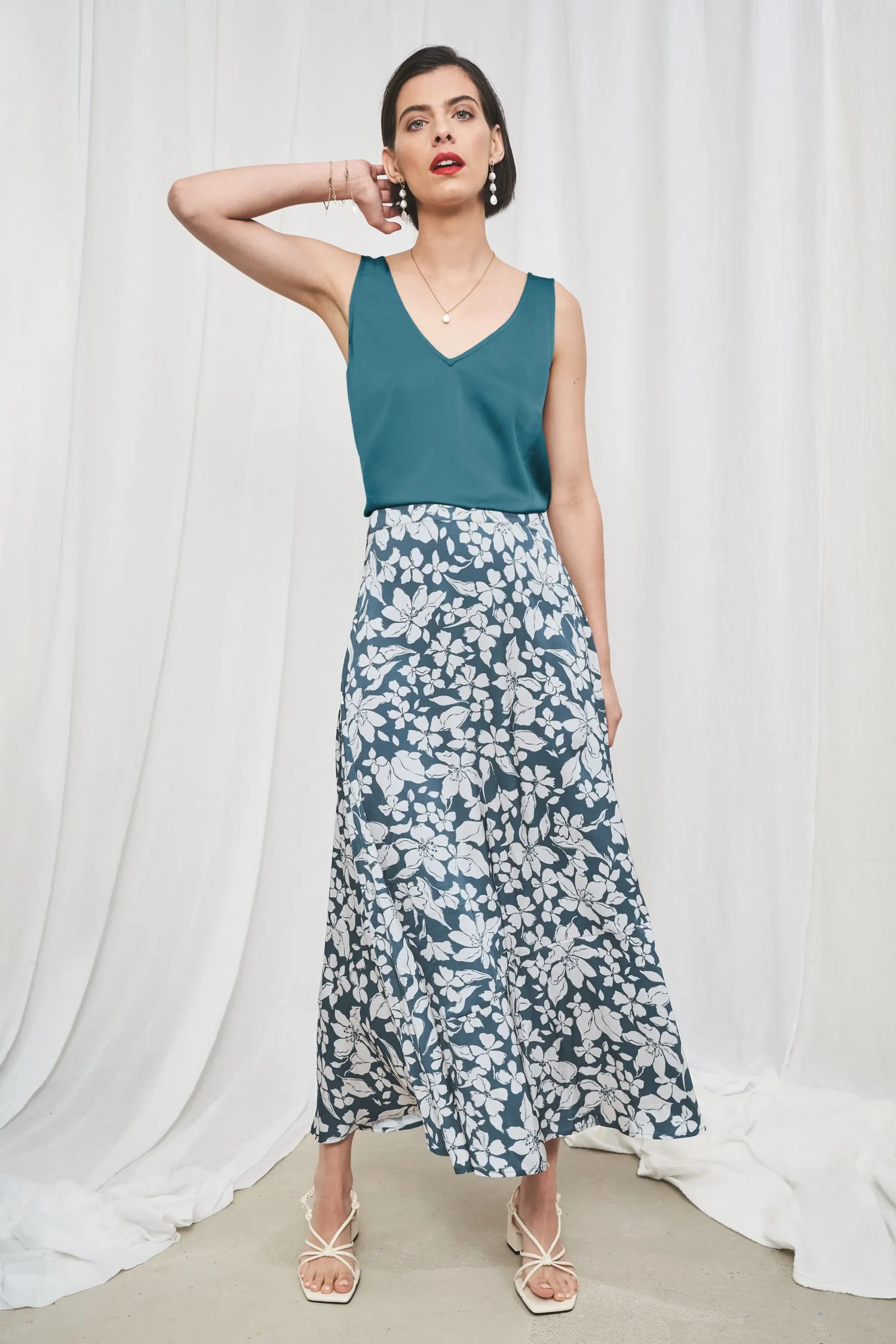 Temple Printed Midi Skirt