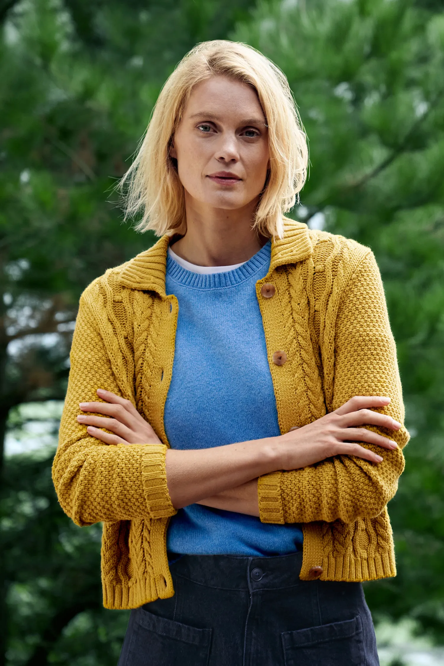 Forest Ridge Cable Knit Collared Cardigan