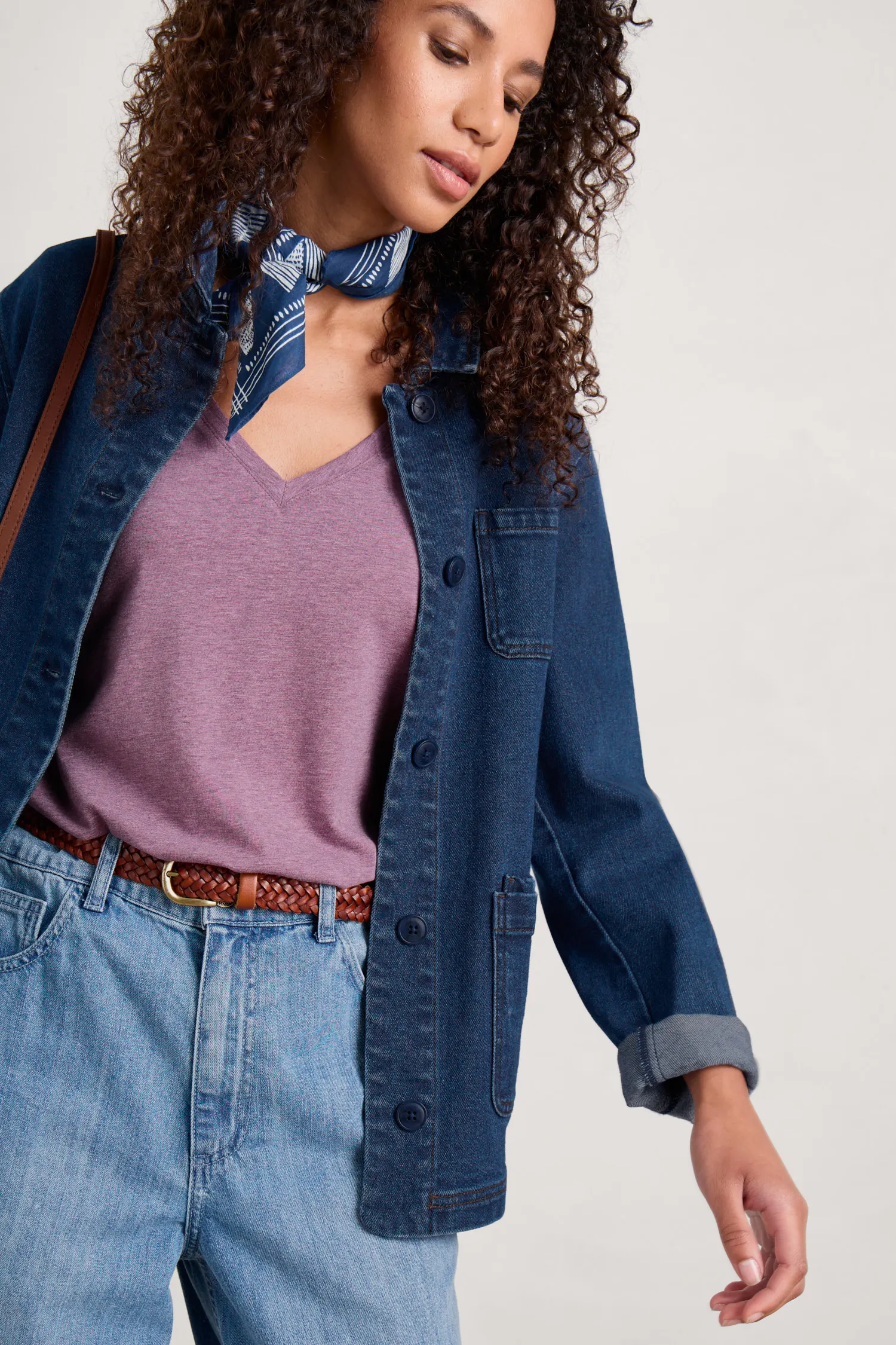 Alighting 3/4 Sleeve V-Neck Jersey Top