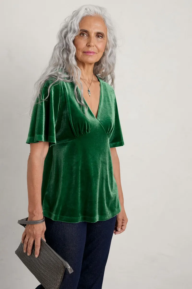 Capsule V-Neck Velvet Top