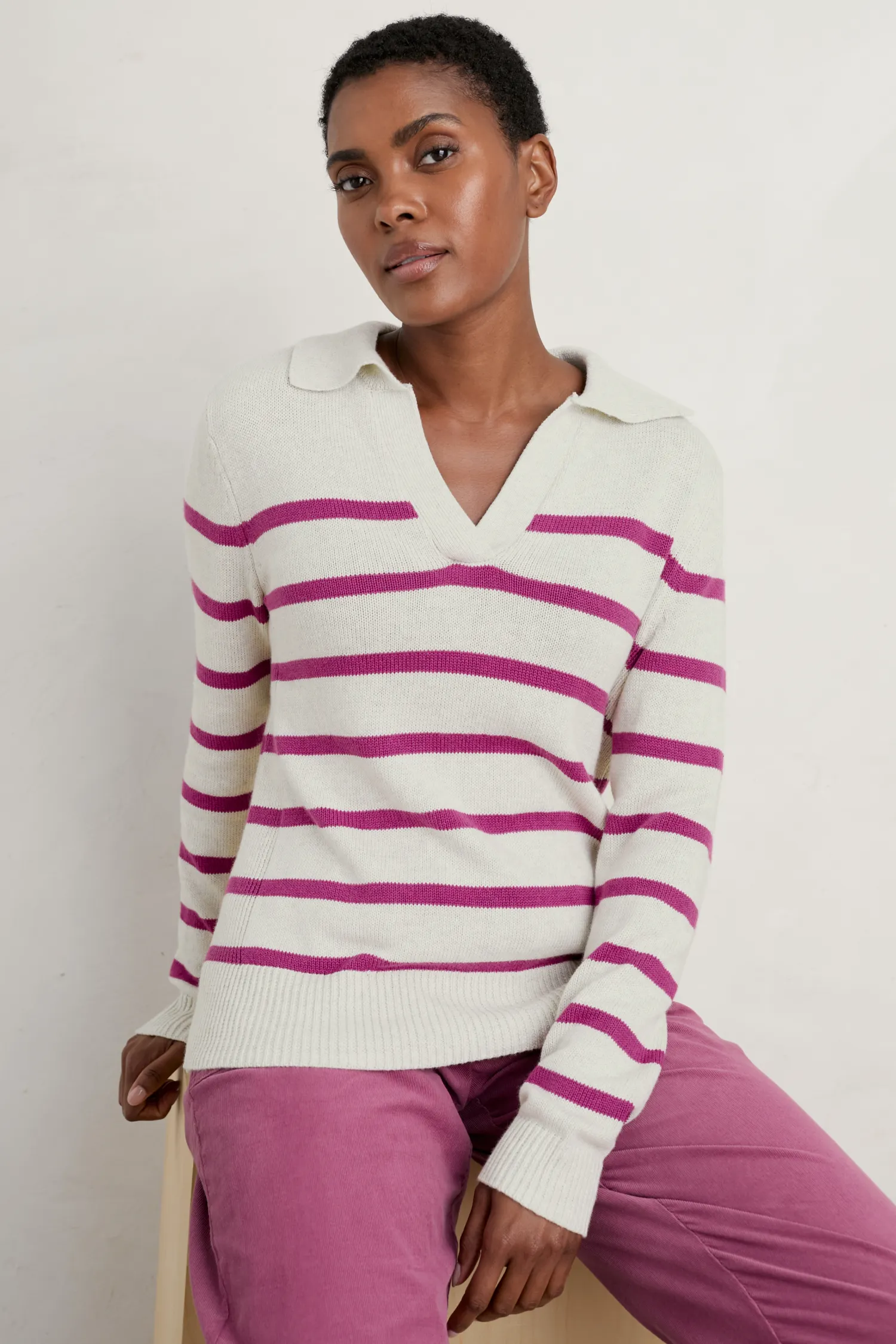 Barbizan Long Sleeve Collared Jumper