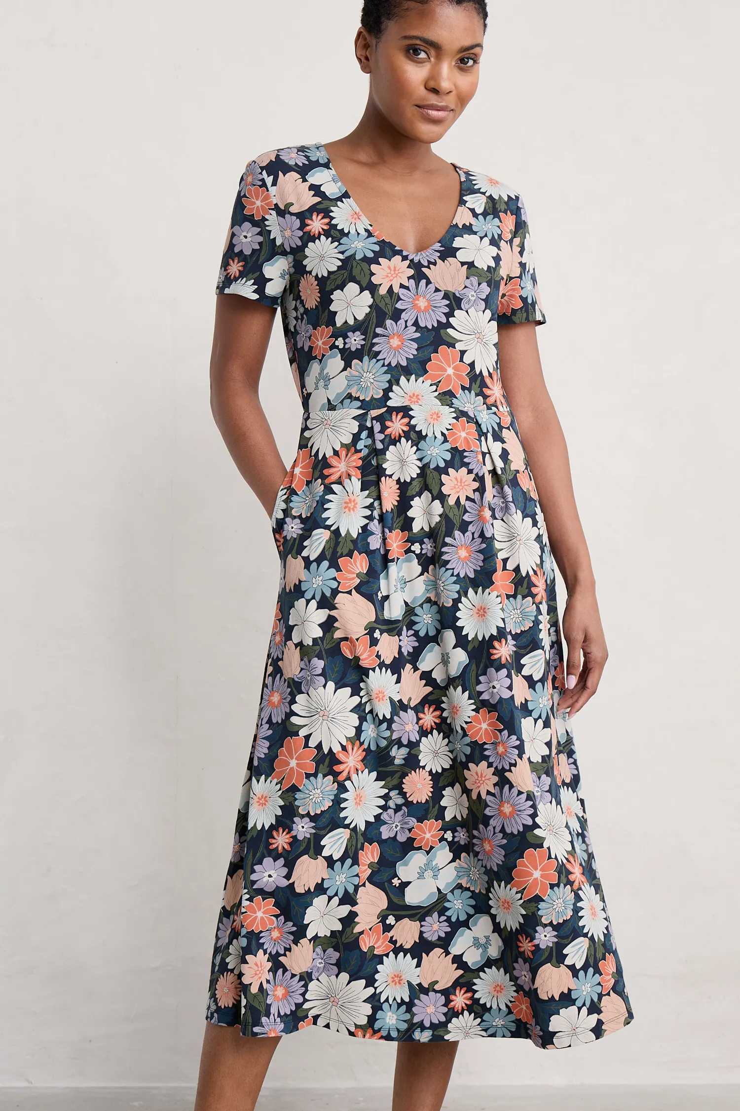 Helena Short Sleeve V-Neck Midi Dress