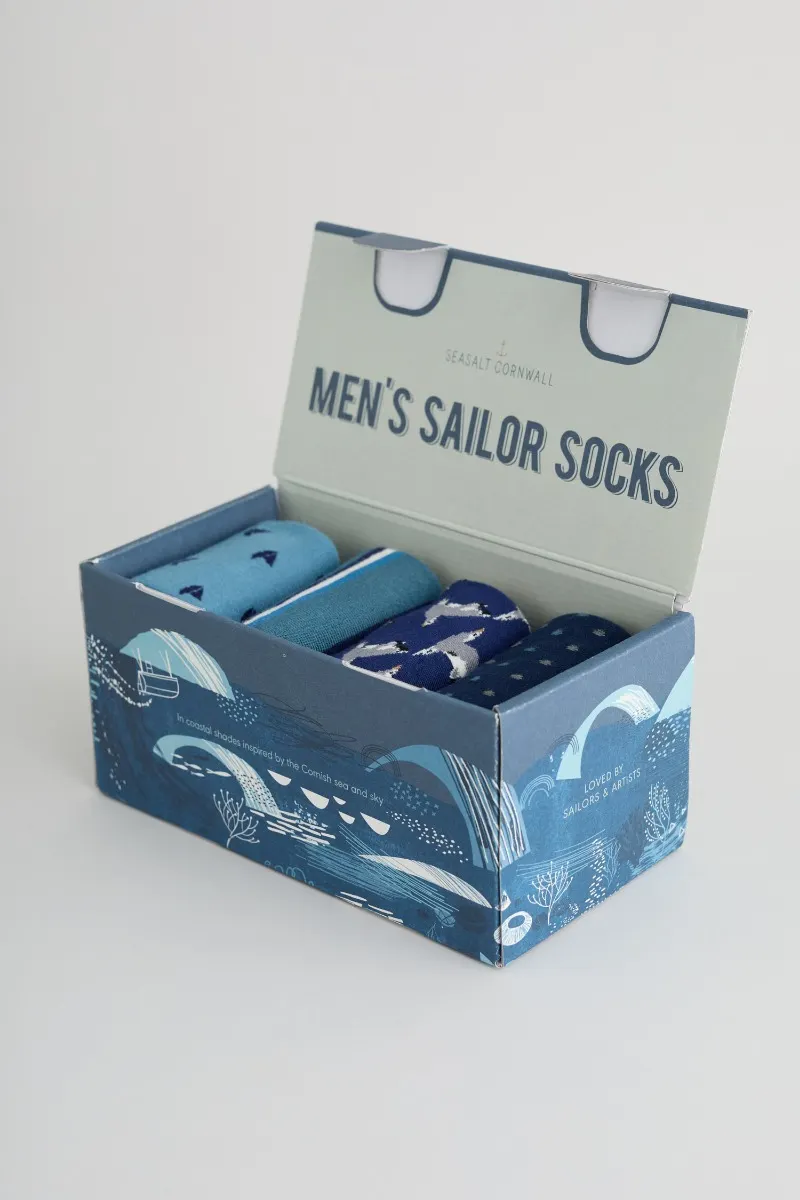 Men's Step Into The Blue Socks Box Of 4