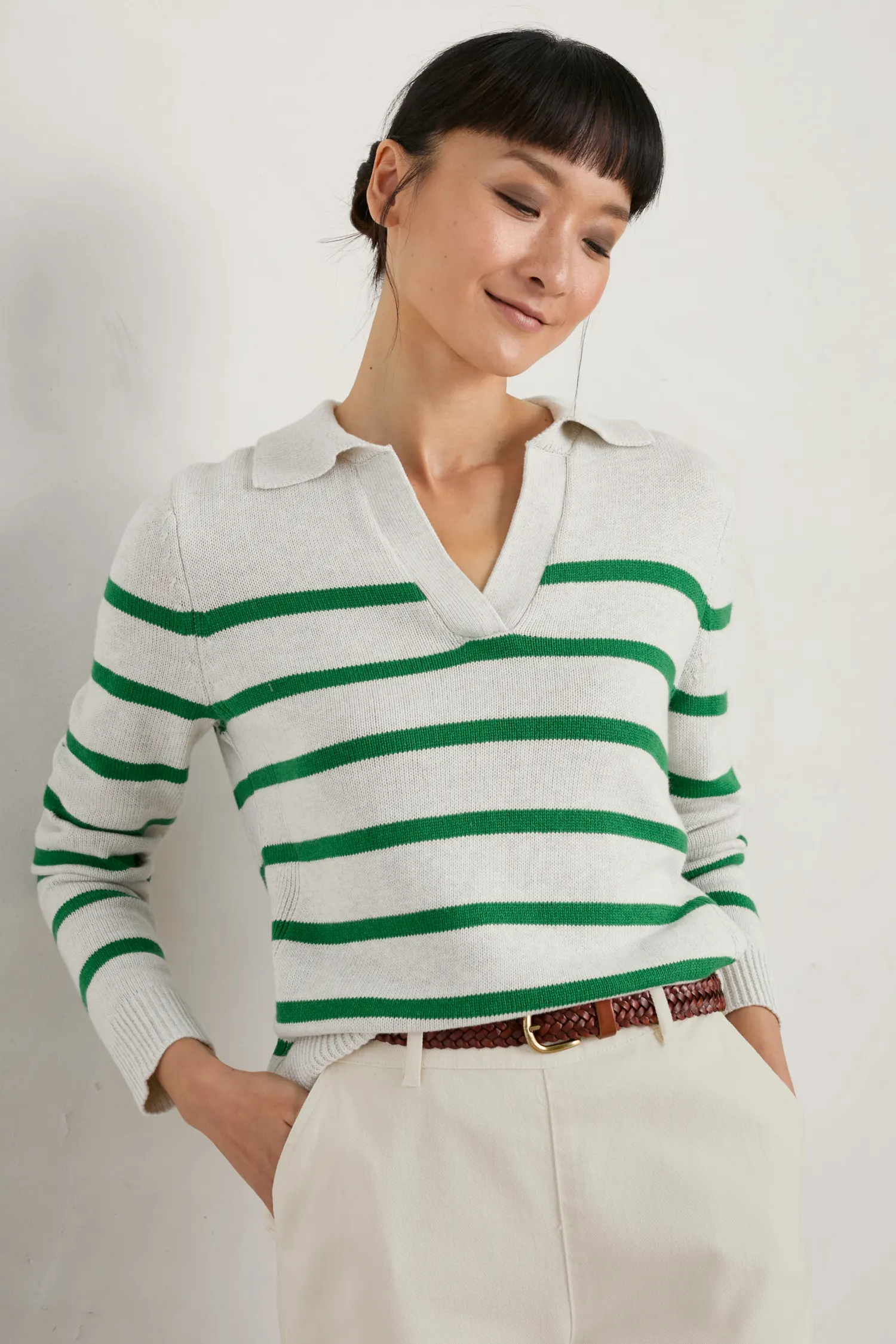 Barbizan Long Sleeve Collared Jumper