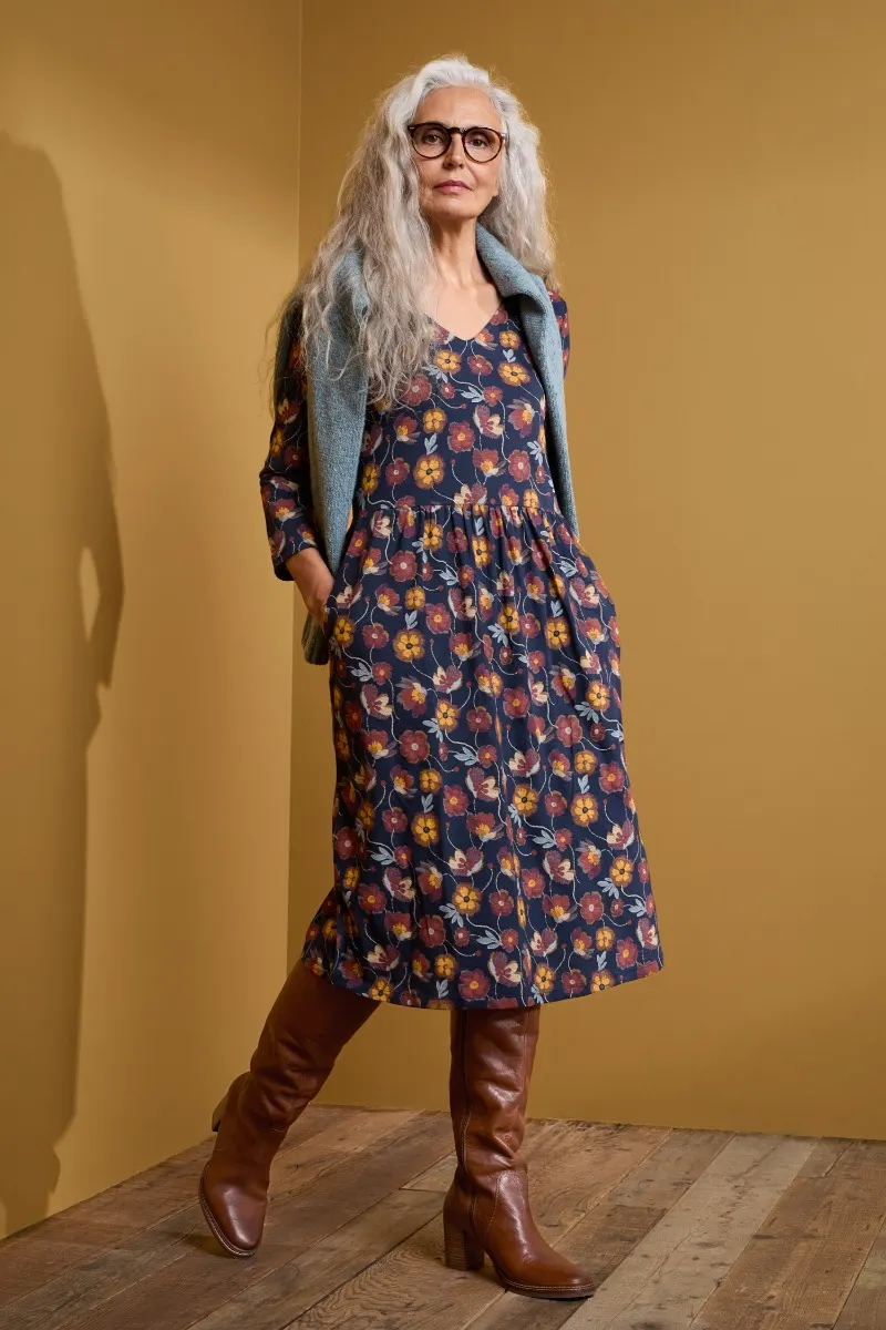 Brush Drawing 3/4 Sleeve Dress