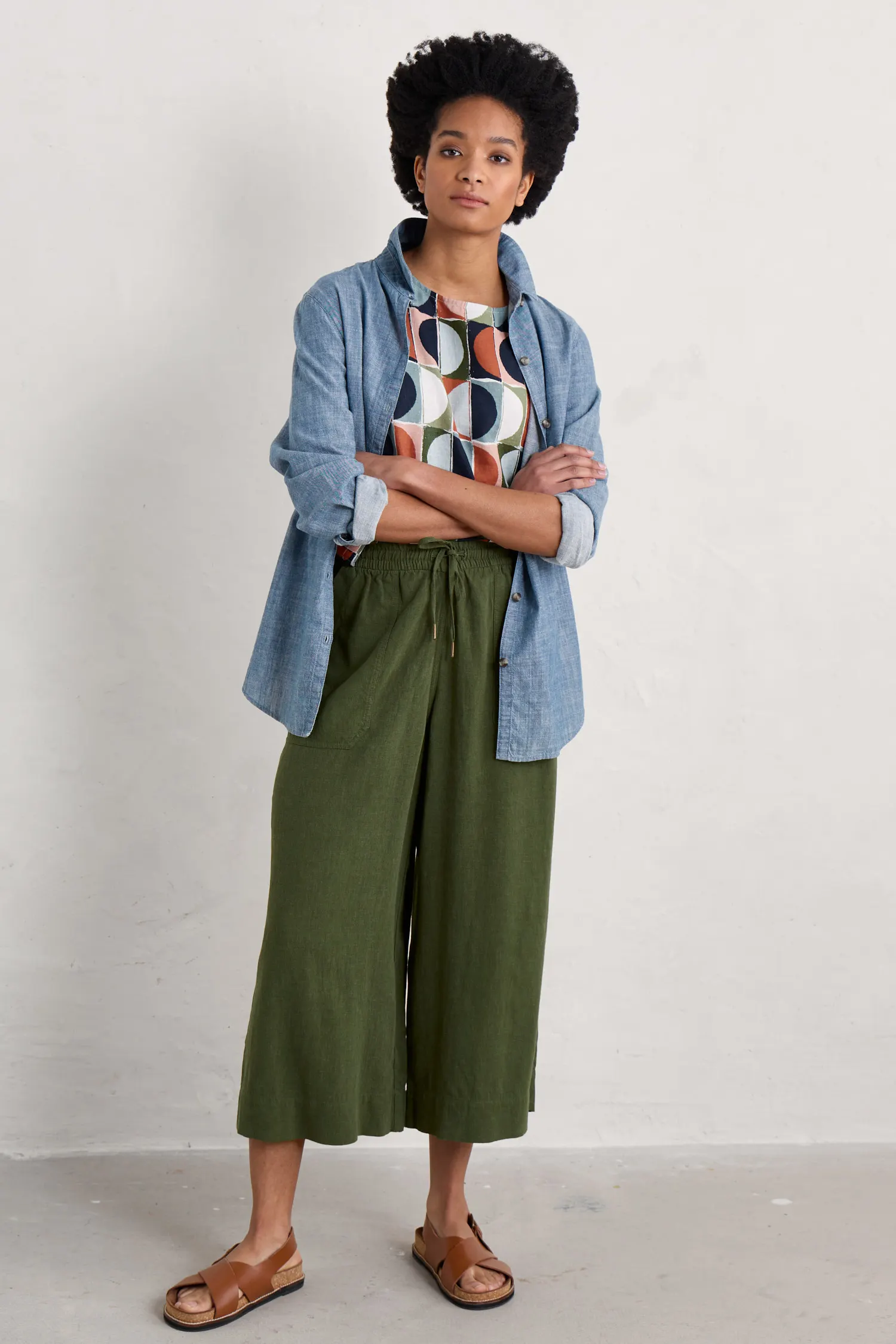 Sea Heart Linen Blend Culottes
