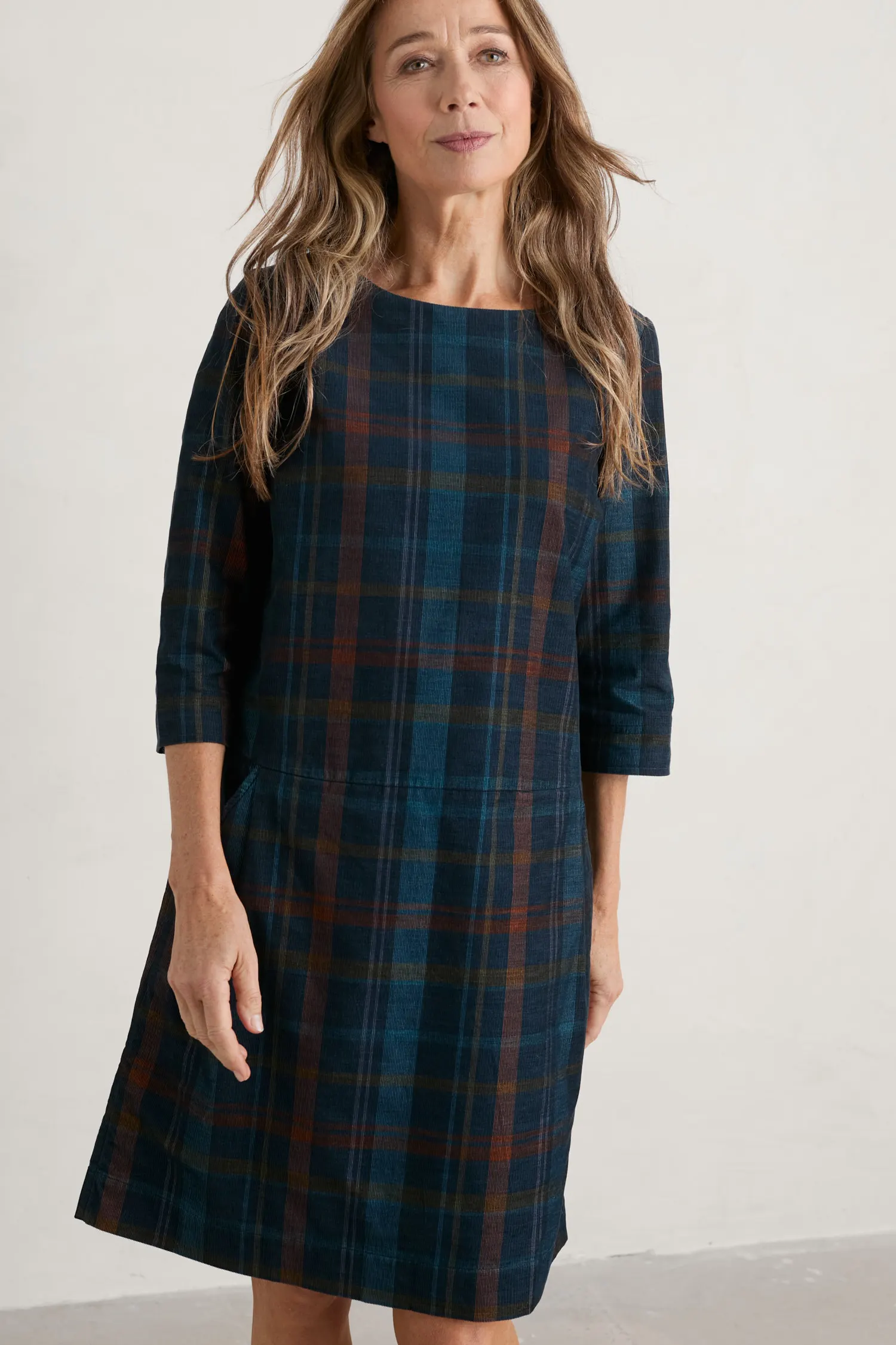 Martingale Checked Needlecord Dress