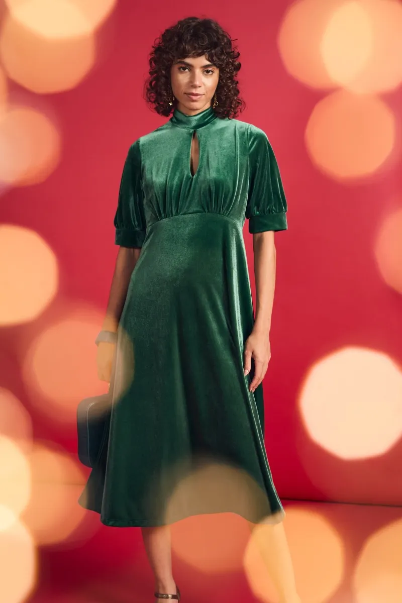 Four Lanes Velvet Empire Line Midi Dress