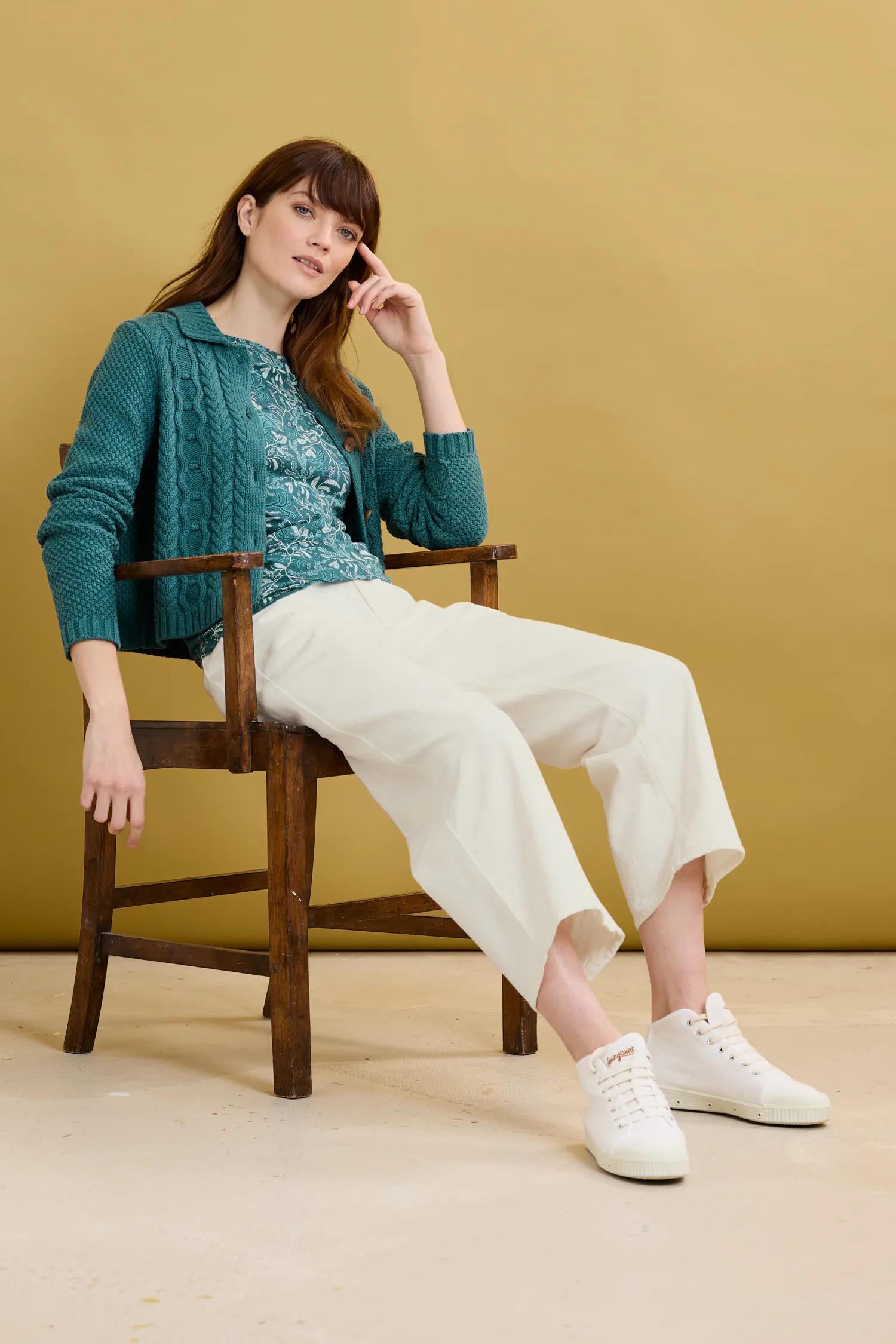 Forest Ridge Cable Knit Collared Cardigan