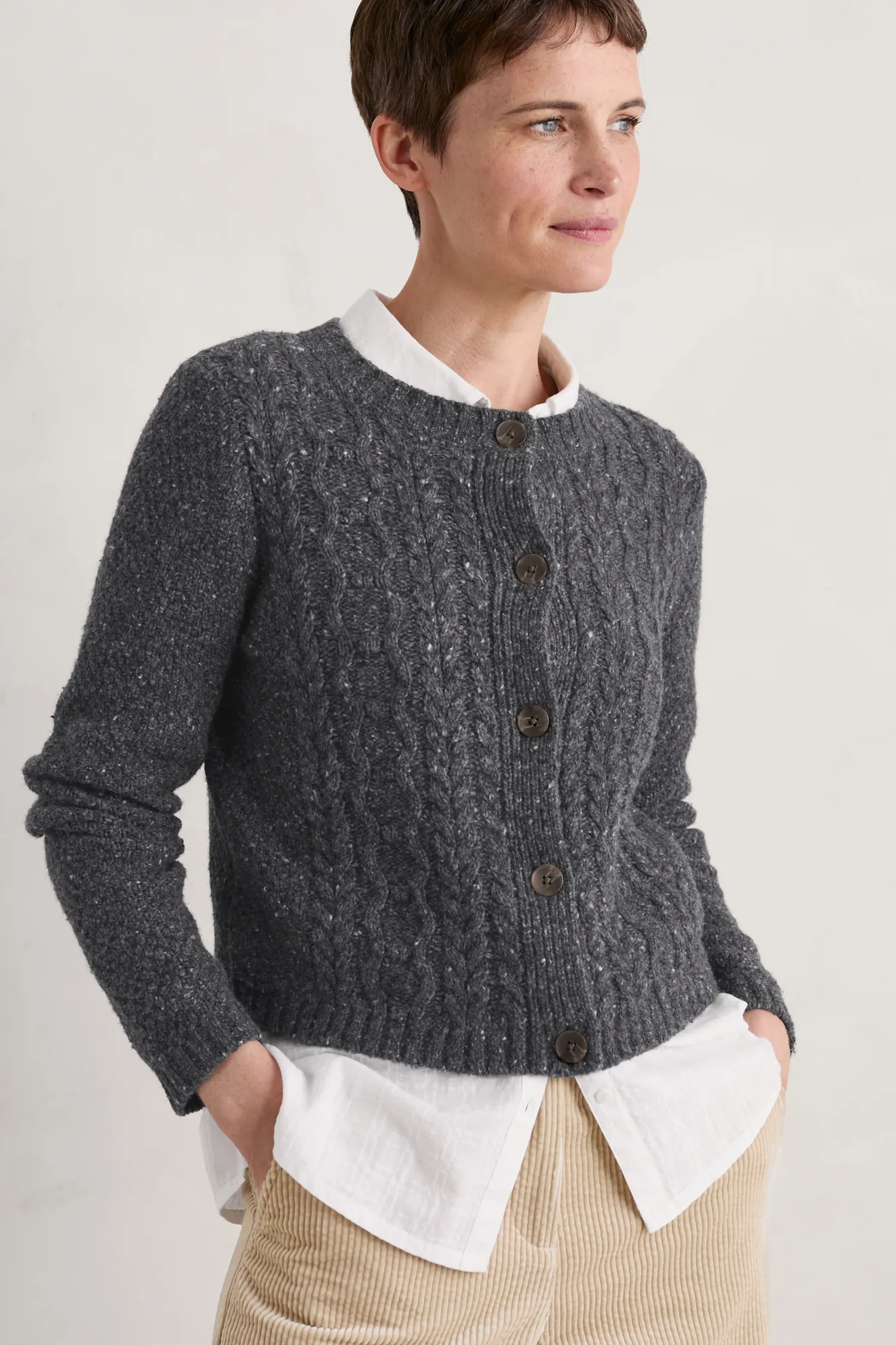 Tressa Merino Blend Cable Knit Cardigan