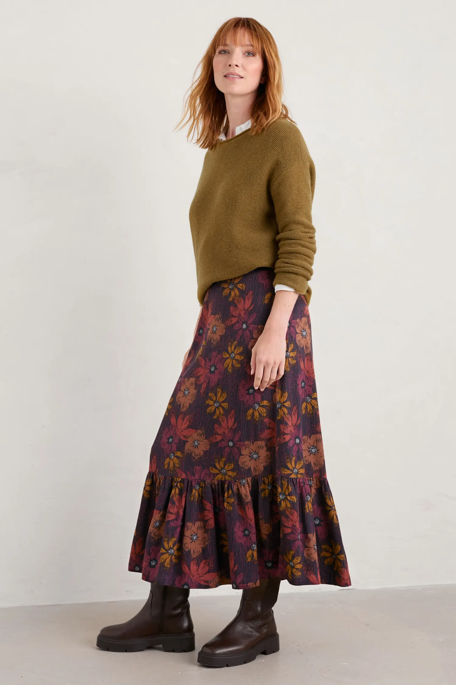 Wildflower Field Tiered Midi Skirt