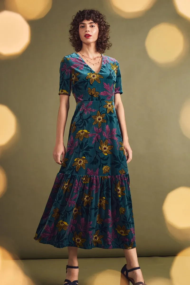 Penrose Velvet V-Neck Maxi Dress