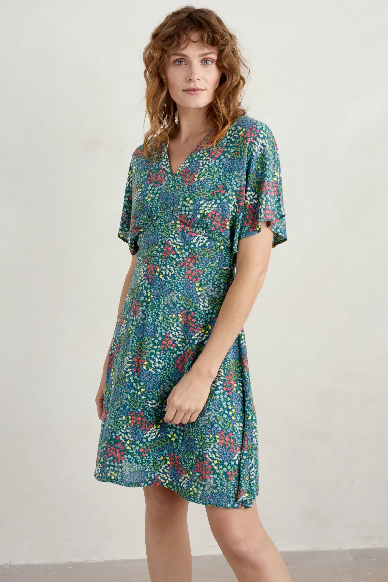 Wilsey Empire Line Flared Sleeve Dress