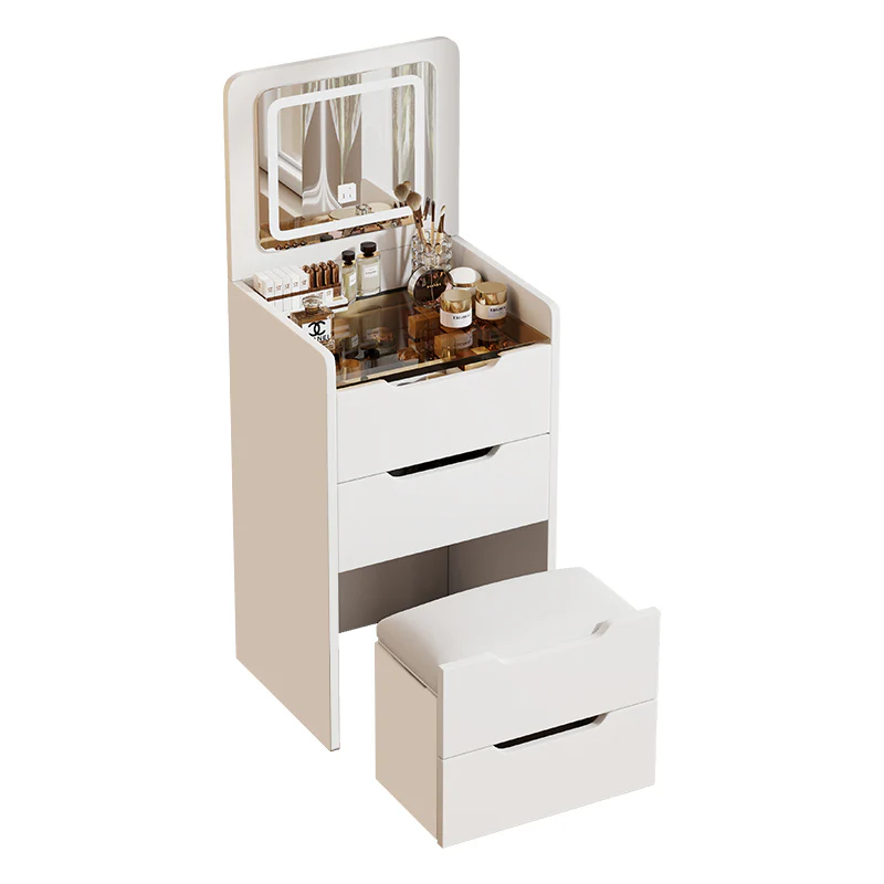 Walker Edison | White 3 in 1 Vanity Desk Set with Flip Top Mirror & Storage