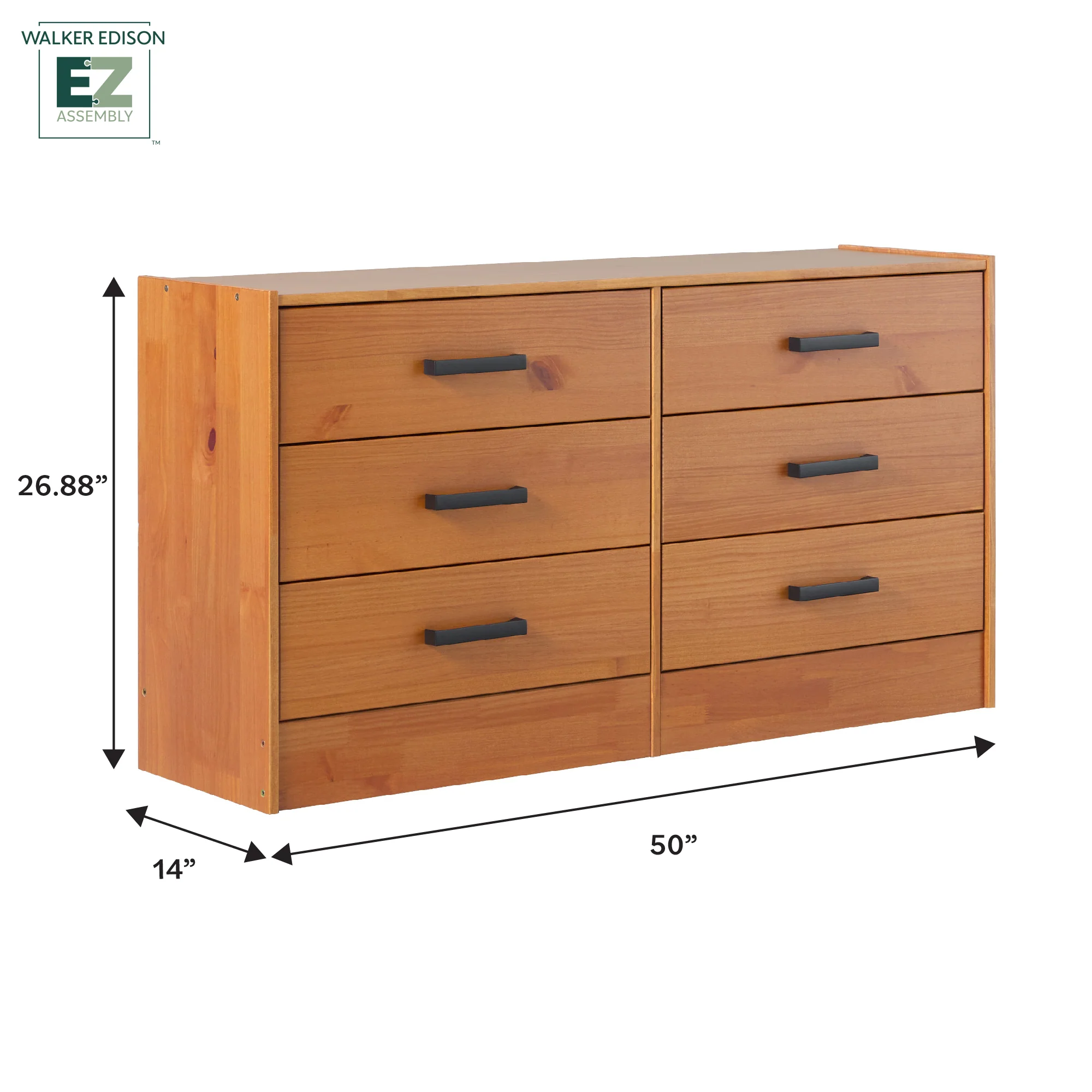 Declan 6-Drawer Solid Wood Dresser with Handles
