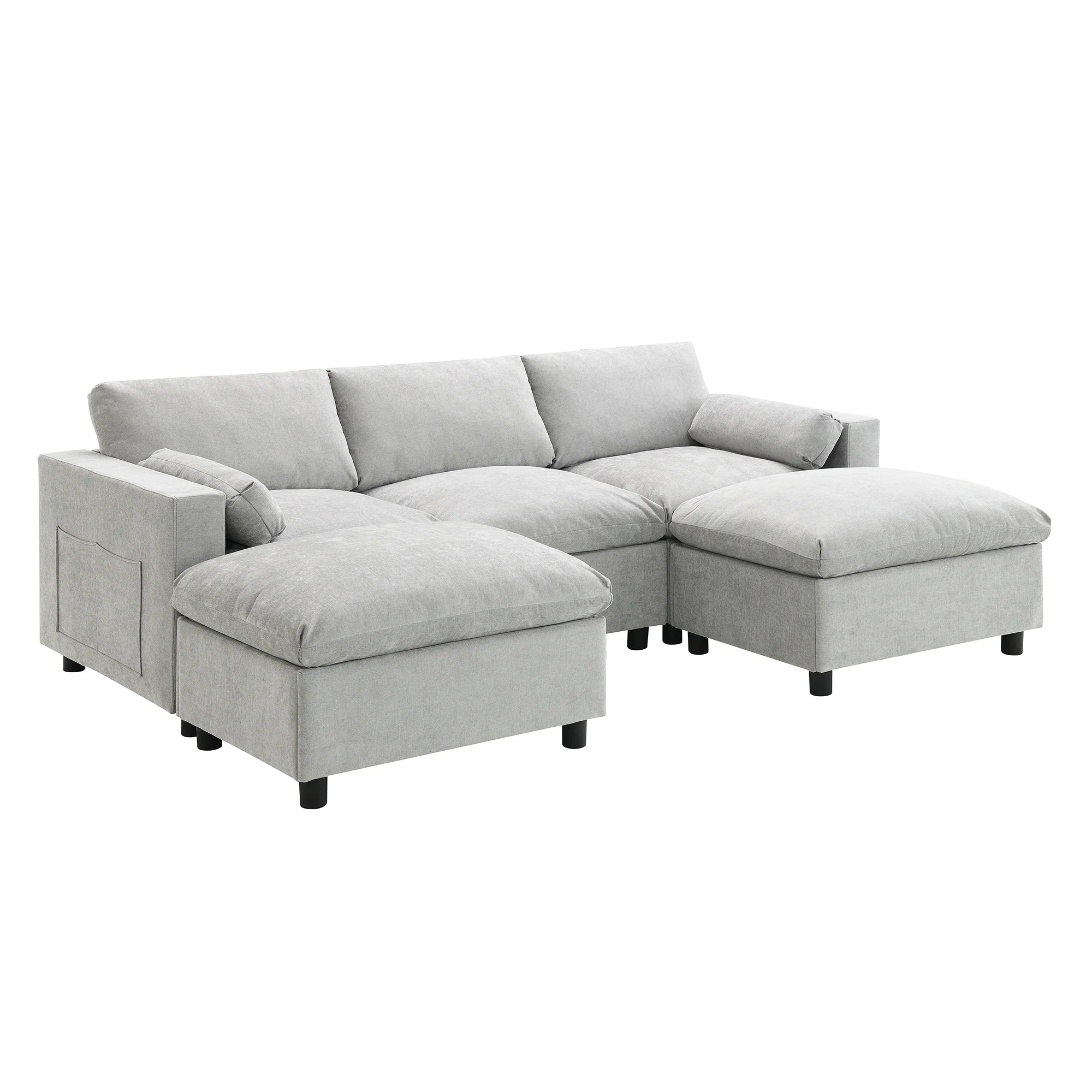 Walker Edison | Modern Cloud Chenille Modular Sectional Sofa with Storage