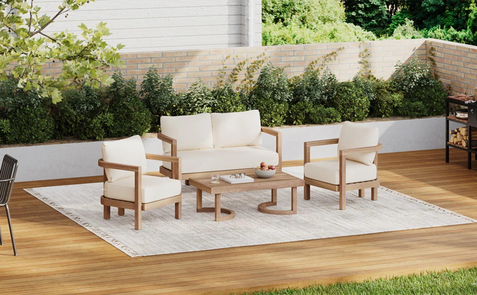 Walker Edison | 4-Pieces Acacia Wood Patio Furniture Set