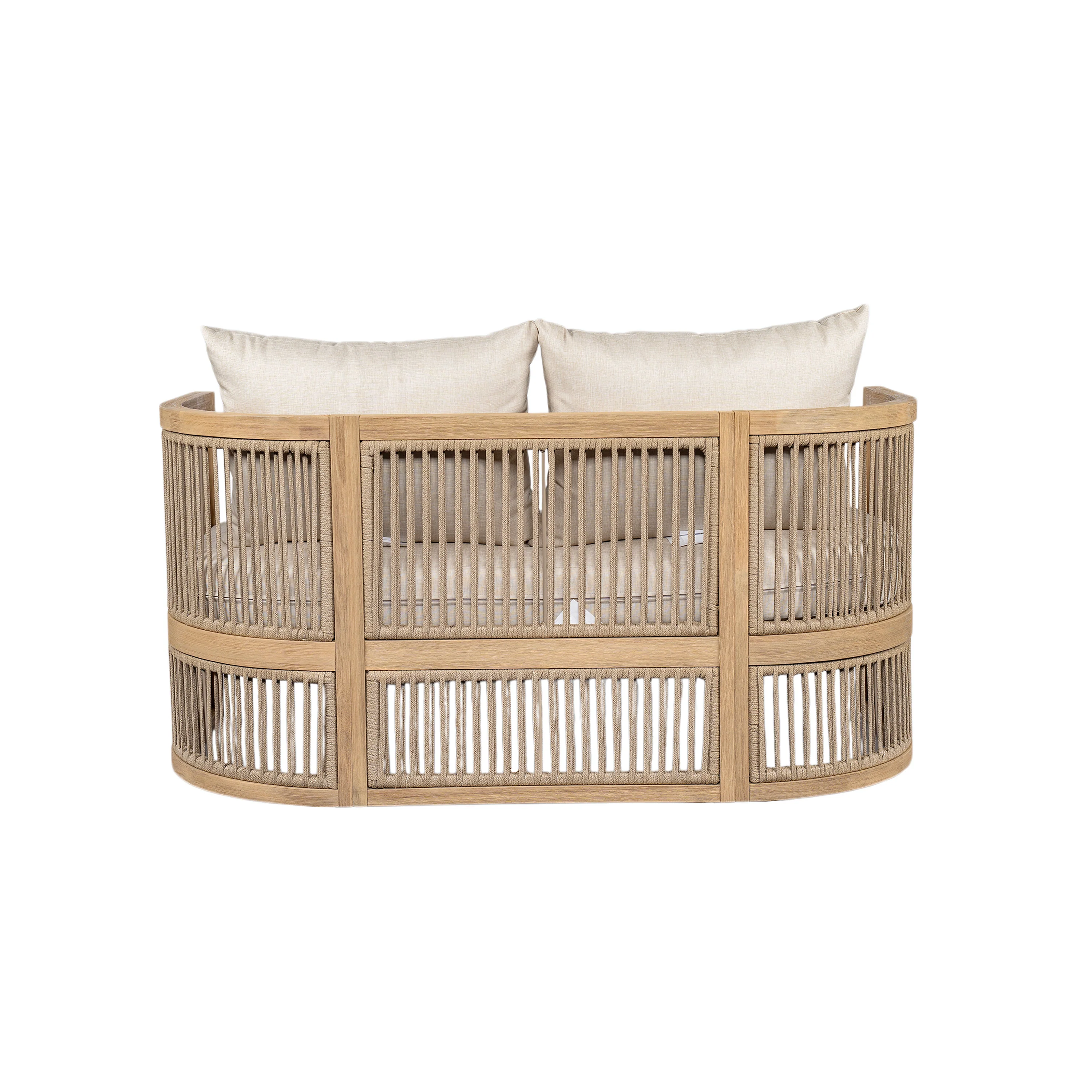 Walker Edison | 54.4'' Outdoor Acacia Wood Loveseat with Cushions