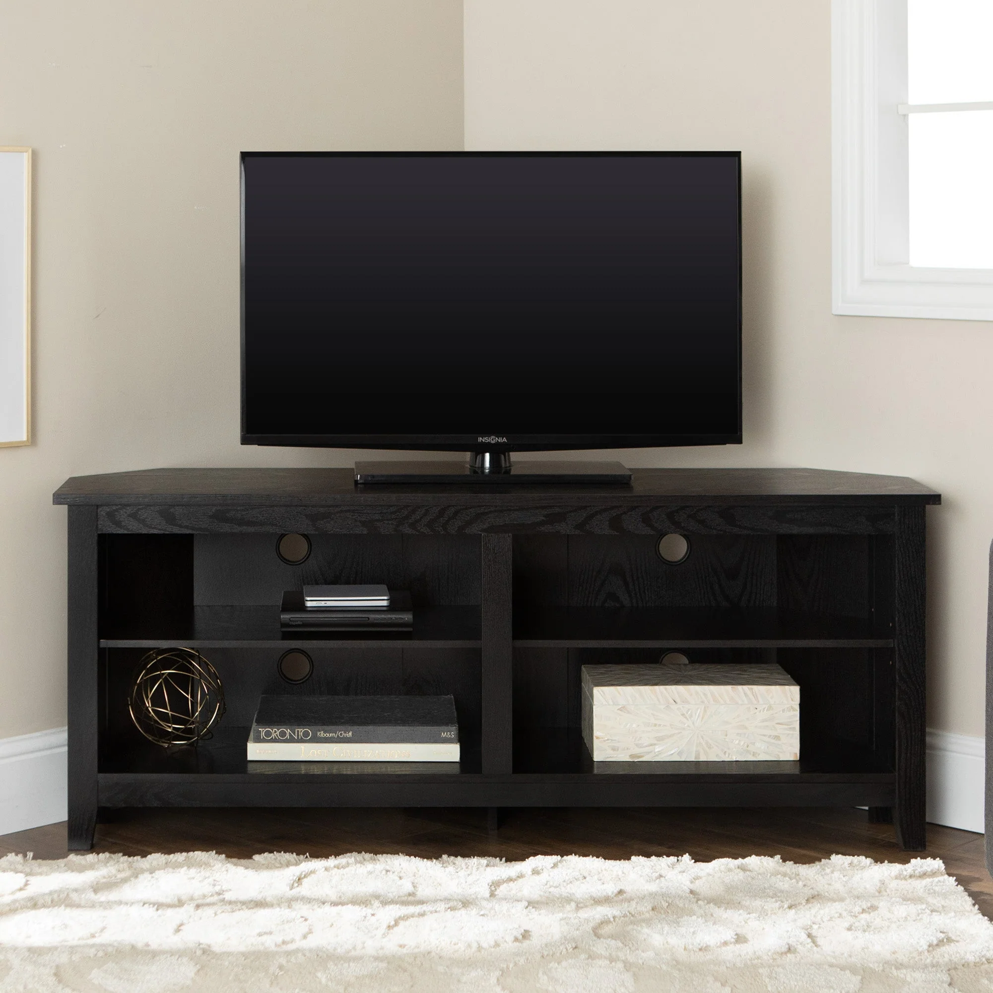 58 Transitional Wood Corner TV Stand