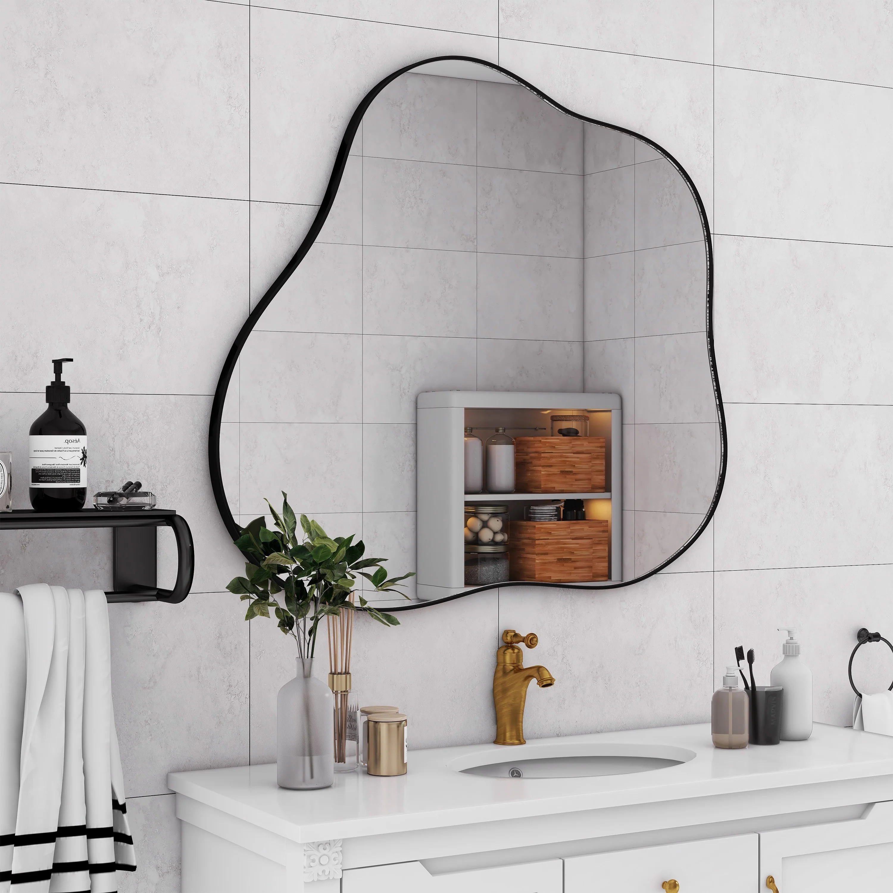 Walker Edison | Cloud-Shaped Metal Accent Wall Mirror