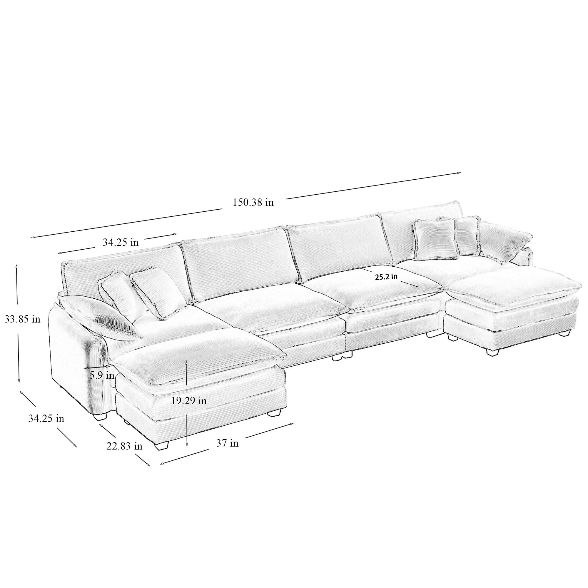 Walker Edison | Retro Chic: Corduroy Couch Cloud Modular Sofa Design