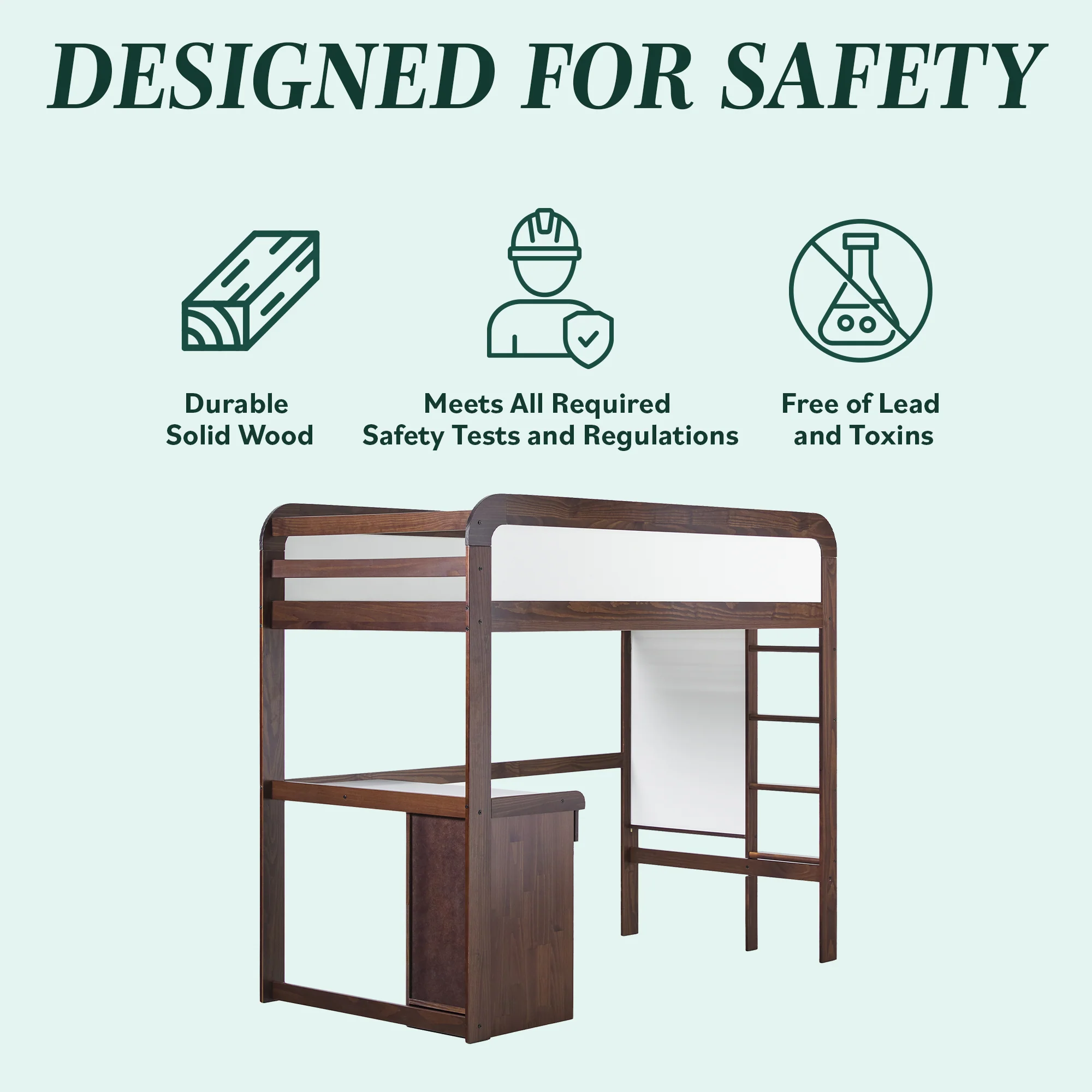 Adyn Contemporary Twin Loft Bunk Bed with Desk